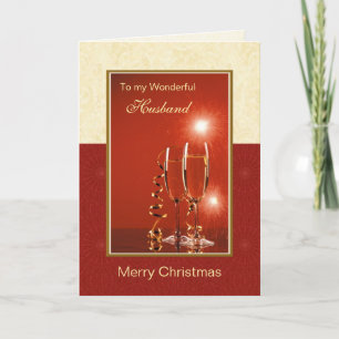 Carte de Noël pour Mari avec verres de vin