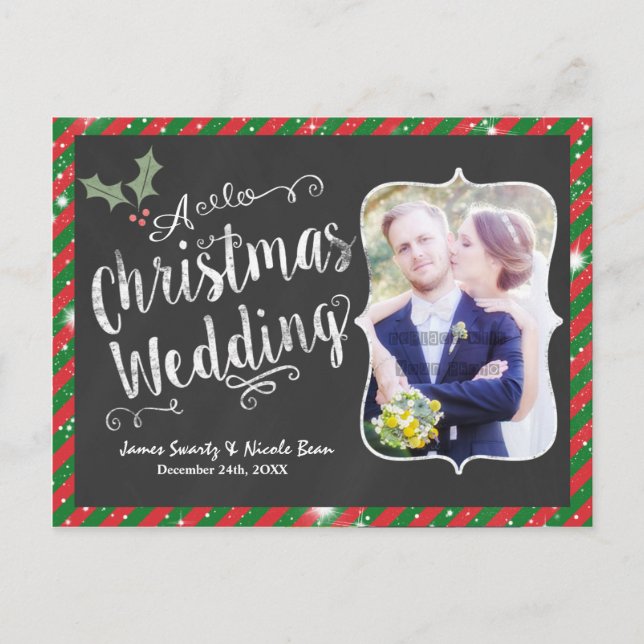 Carte de Noël pour mariage Photo sur ardoise (Devant)
