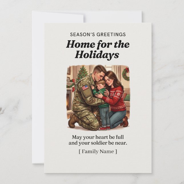 Carte de Noël pour militaire rentrant à la maison  (Devant)