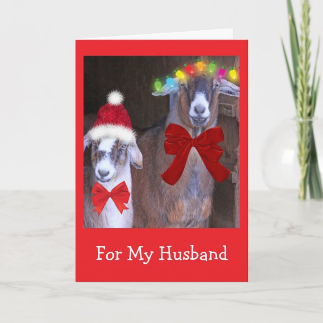 Carte de Noël "Pour mon mari" Chèvre mignonne (Devant)