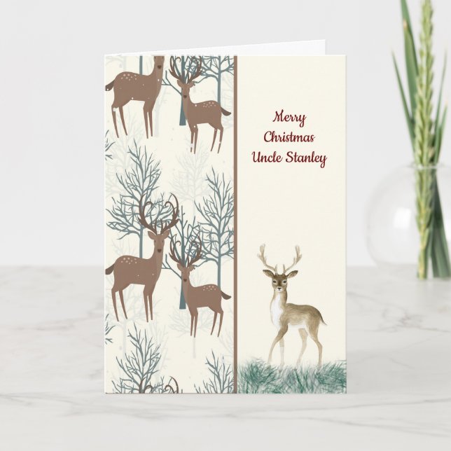 Carte de Noël pour oncle avec cerf (Devant)