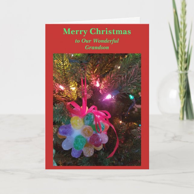 Carte de Noël pour petit-fils Bonbons Chutes (Devant)