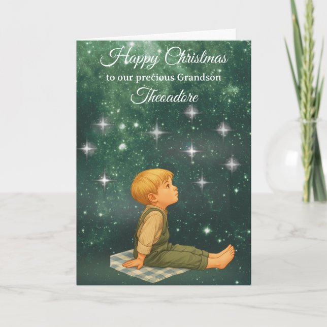 Carte de Noël pour petit-fils – Nuit étoilée  (Devant)