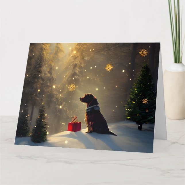 Carte de Noël pour un chien léger d'hiver (Devant)