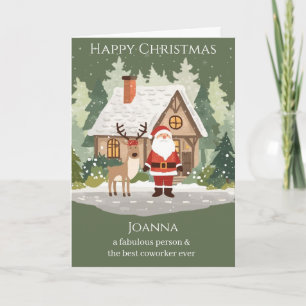 Carte de Noël pour un collègue - Père Noël et renn