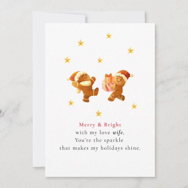 Carte de Noël pour une épouse romantique et mignon (Devant)