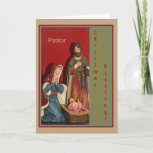 Carte de Noël pour votre pasteur scène de la crèch