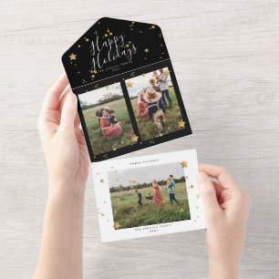 Carte de Noël Premium Multi Photo Nuit Étoilée