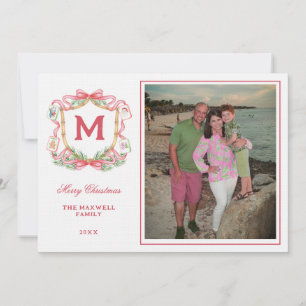 Carte de Noël Preppy Mahjong Carte Photo Monogra