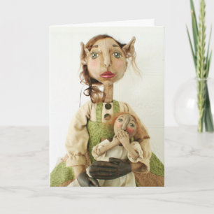 Carte de Noël primitive de poupée d'art populaire