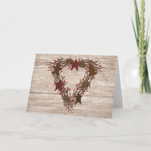 Carte de Noël Primitive Wreath