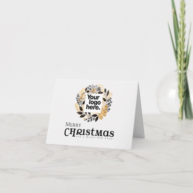 Carte de Noël professionnelle Couronne de Noir et  (Devant)
