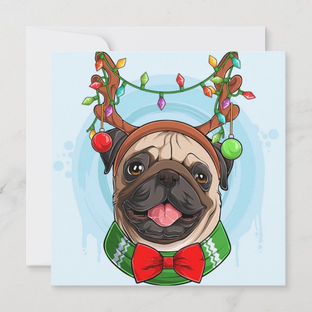 Carte de Noël Pug (Devant)
