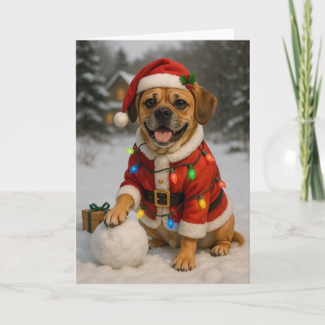 Carte de Noël Puggle (Devant)