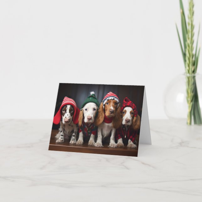 Carte de Noël Puppies Setter anglais (Devant)