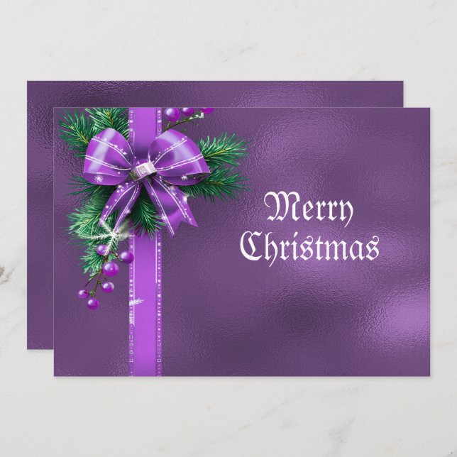 Carte de Noël Purple Bow (Devant / Derrière)