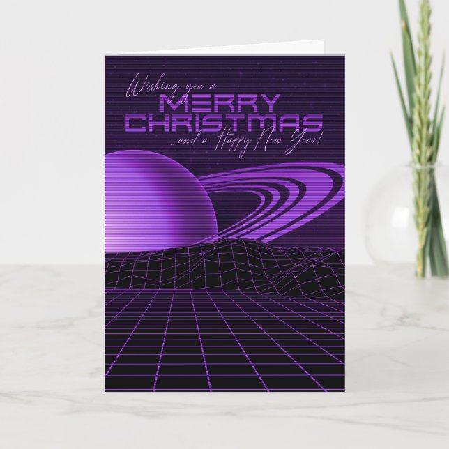 Carte de Noël Purple Retrowave (Devant)