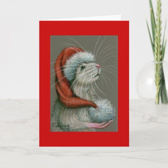 Carte de Noël Rat in Santa Hat (Devant)