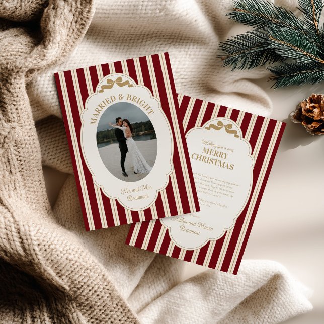 Carte de Noël rayée avec photo (Créateur téléchargé)