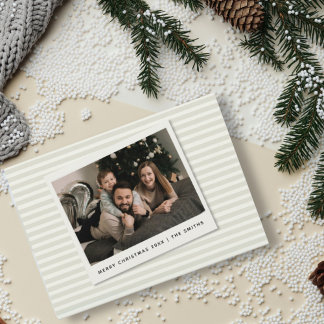 Carte de Noël rayée avec photo Polaroid personnali