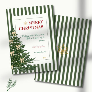 Carte de Noël rayée avec sapin