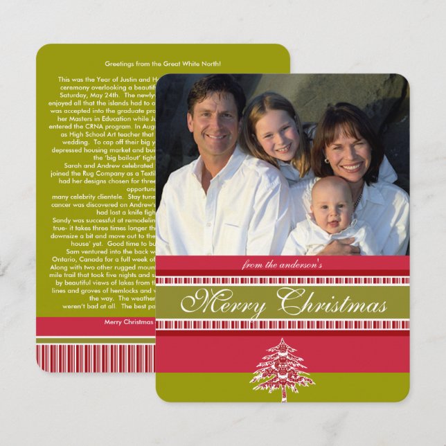 Carte de Noël Red Damas Tree (Devant / Derrière)