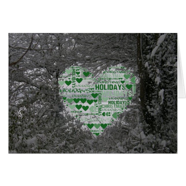 Carte de Noël Red Green Hearts Joyeux vacances (Devant horizontal)