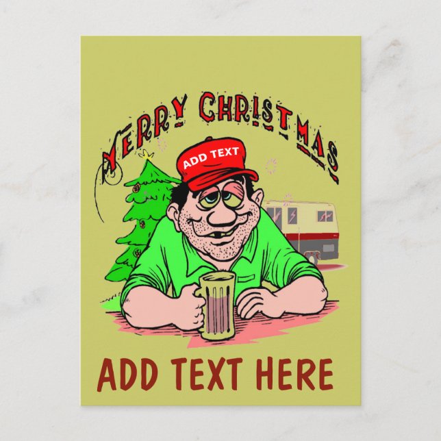 Carte de Noël Red Hat à texte personnalisé (Devant)