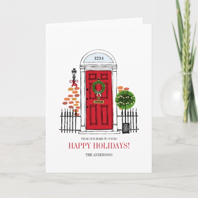 Carte de Noël Red Holiday Door (Devant)