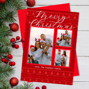Carte de Noël Red Nordic Multi-Photo Merry