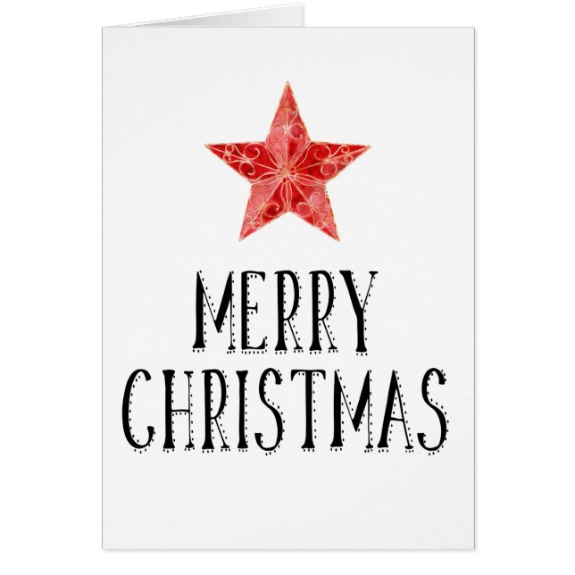 Carte de Noël Red Star Customisée contemporaine (Devant)