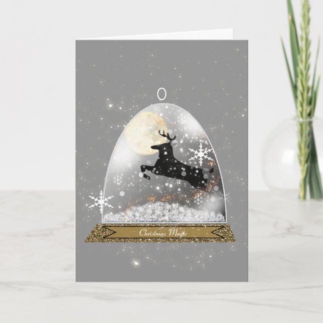 Carte de Noël Reindeder Snow Globe (Devant)