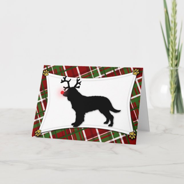Carte de Noël Reindeer American Water Spaniel (Devant)
