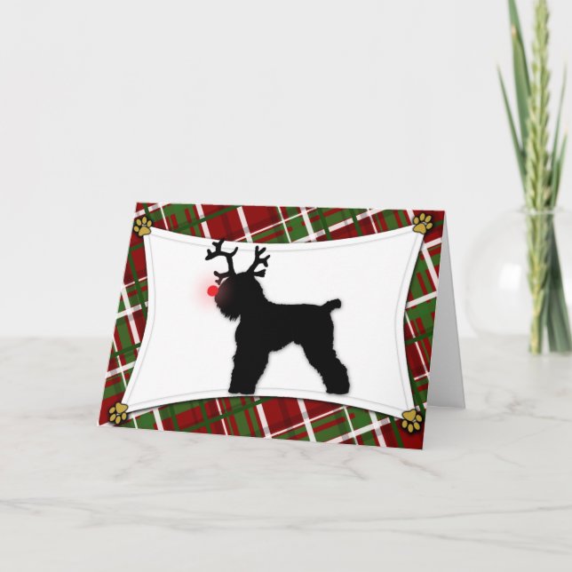 Carte de Noël Reindeer Black Russian Terrier (Devant)