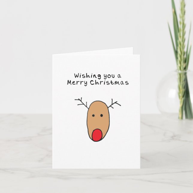 Carte de Noël Reindeer tiré à la main (Devant)