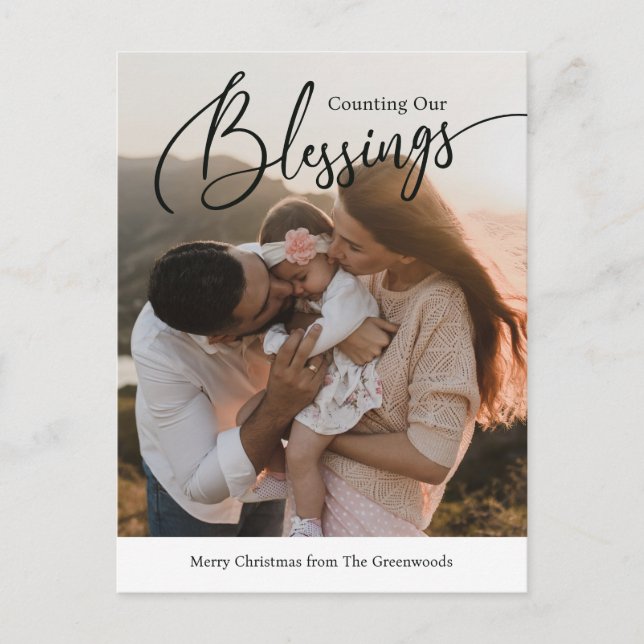 Carte de Noël religieuse Comptons nos bénédictions (Devant)