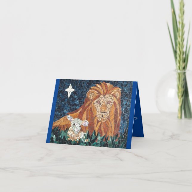 Carte de Noël religieuse Lion et Agneau (Devant)