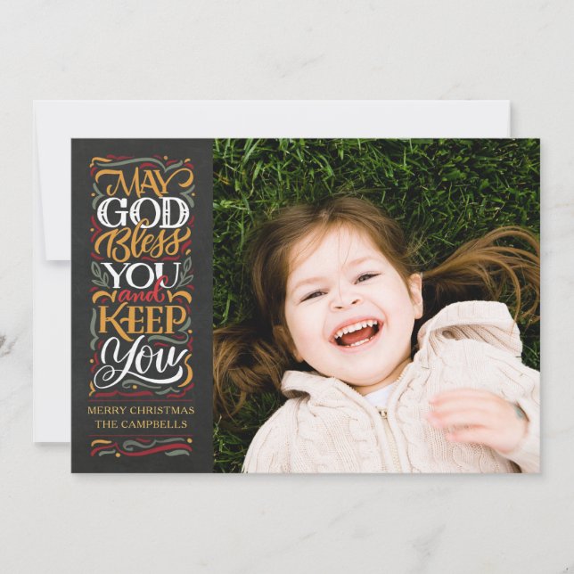 Carte de Noël religieuse 'Que Dieu vous bénisse' (Devant)