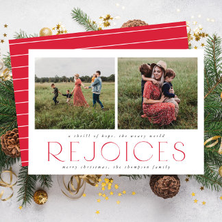 Carte de Noël religieuse rouge avec deux photos