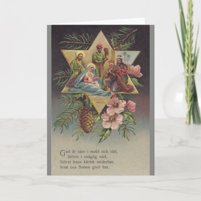 Carte de Noël religieuse suédoise vintage (Devant)