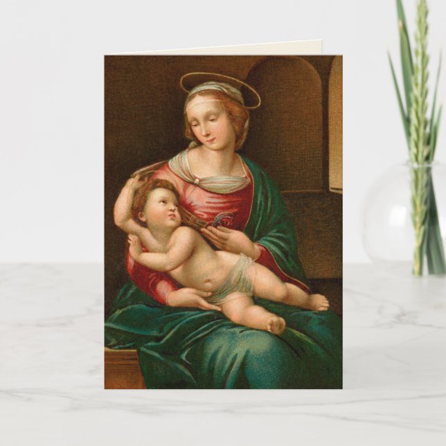 Carte de Noël religieuse vintage Madonna et enfant (Devant)