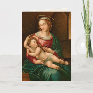 Carte de Noël religieuse vintage Madonna et enfant