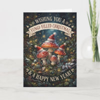 Carte de Noël remplie de champignons
