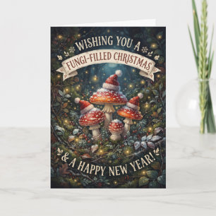 Carte de Noël remplie de champignons