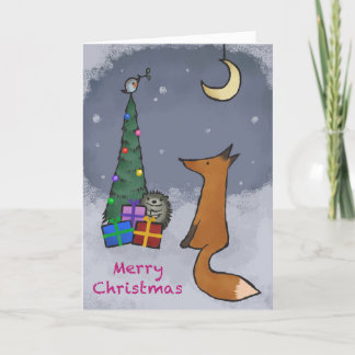 Carte de Noël, renard et amis avec votre photo