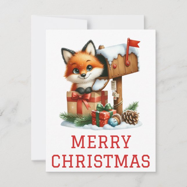 Carte de Noël Renardeau Mignon (Devant)