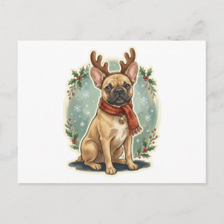 Carte de Noël Renne Bouledogue Français