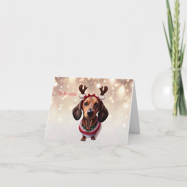 Carte de Noël Renne Teckel (Devant)