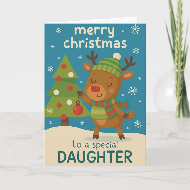 Carte de Noël Rennes pour Fille (Devant)