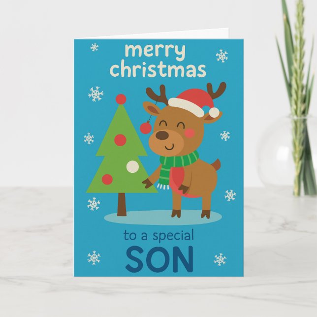 Carte de Noël Rennes pour Fils (Devant)